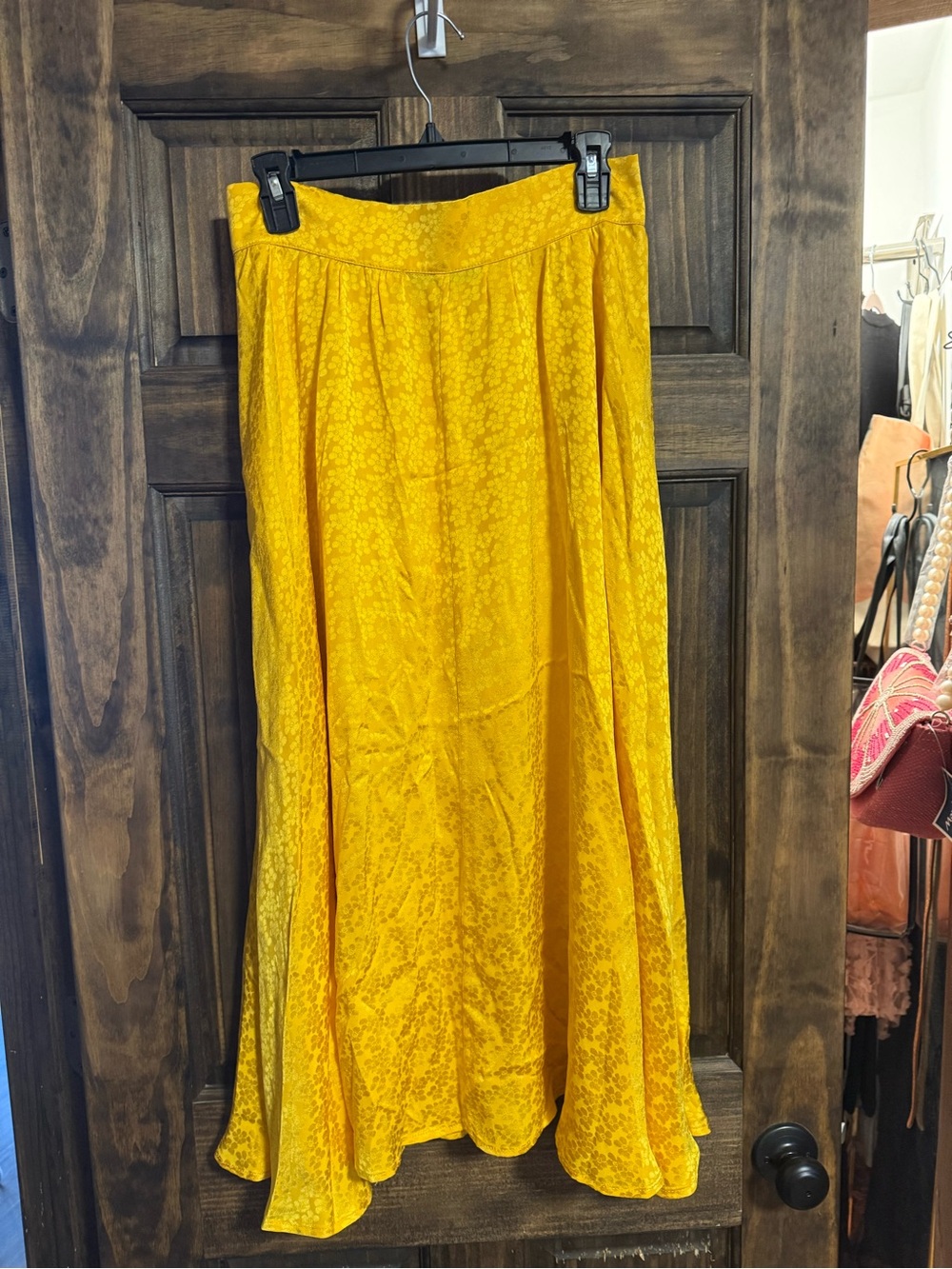Authentic Andamane Diletta Midi Skirt Yellow Floral Jacquard Button Front - Picture 5 of 5